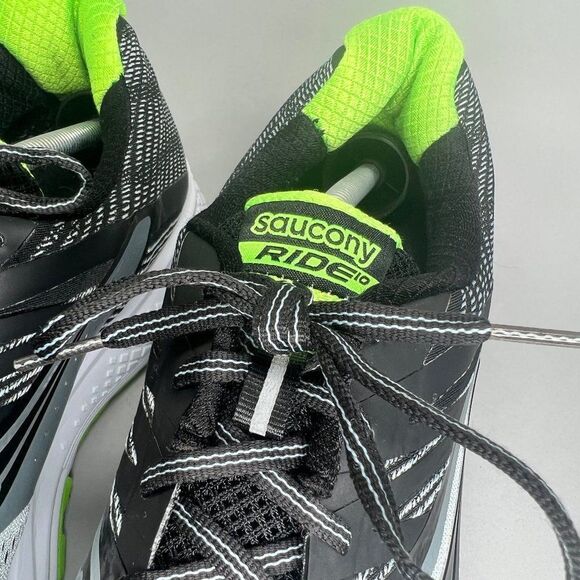 Saucony Ride 10 Running Shoes Mens Size 13 Black Grey Athletic Training Sneakers - Picture 4 of 11